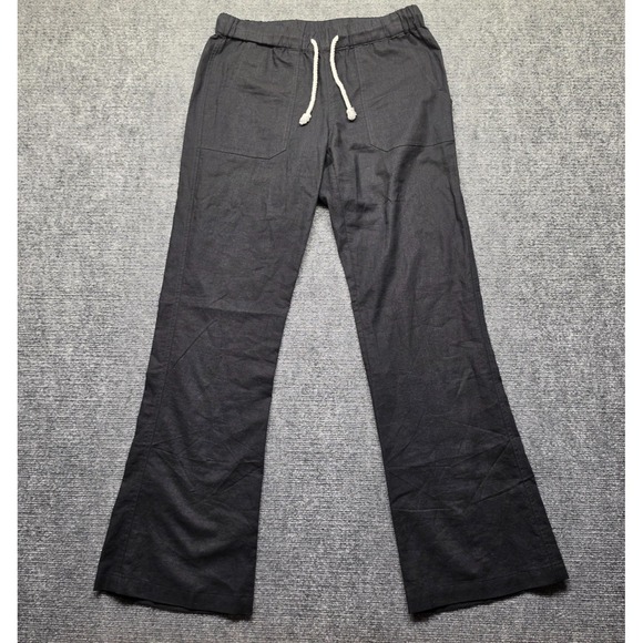 Val Surf Pants - Val Surf Womens S Black 100% Cotton Drawstring Elastic Waist Wide Leg Beach Pant